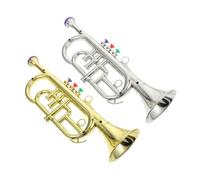 Didiseaon 2pcs Trumpet Plaything Educational Musical for Stage Performance Boys Simulated Three Note Instruments in Gold and Silver Colors Gift and Decorative Collectible