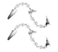 Didiseaon 2pcs Vintage Imitation Pearl Scarf Clip with Elegant Wing Pattern Sweater Collar Clip for Cardigans Shawls Women Exposure Decorative