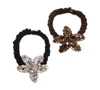 Didiseaon 2pcs Vintage Rhinestone Sea Star Elastic Hair Ties High Elasticity No Damage Ponytail Scrunchies for Women Casual Parties Stylish Crystal Accessories with Cute Embellishments