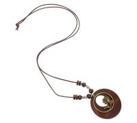 Didiseaon 2pcs Vintage Rose Flower Pendant Necklace for Women and Men, Long Bohemian Ethnic Style Sweater Chain with Hollow Rose Design, Skin-friendly Wood and Plastic Material, for Casual