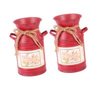 Didiseaon 2pcs Vintage Rustic Iron Flower Bucket for Floral Arrangement Elegant Retro Plant Holder Vase for Home Office Hotel Decor with Classic Country Style