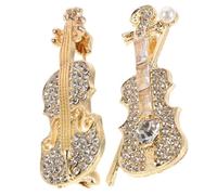 Didiseaon 2pcs Violin Brooch Pin with Rhinestone Accents Miniature Musical Instrument Lapel Pins for Clothing Backpacks Scarves Elegant Music Lover Women and Violinists