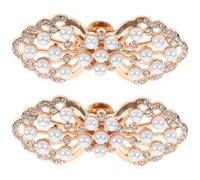 Didiseaon 2pcs Wedding Bridal Shoe Clips with Rhinestone Crystal Decoration, Detachable Zinc Alloy Shoe Buckles in Golden Colour, Clip-on Design for Elegant Party Or Birthday Accessories