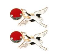Didiseaon 2pcs White Crane Shaped Brooches Alloy Suit Accessory with Elegant Design Comfortable to Wear for Party Events and Employee Welfare