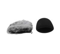 Didiseaon 2Pcs Windproof Microphone Cover with Black Sponge and Gray Furry Muff for Pro Noise Reduction Microphone Protector for Recording Stage Office Use
