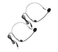 Didiseaon 2pcs Wired Head-mounted Microphone Headset with Noise Reduction, Earhook Voice Amplifier Mic for Live Streaming, Interview, and Recording, Black Uk Version