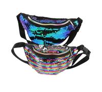 Didiseaon 2pcs Women S Mermaid Sequin Waist Pack with Adjustable Strap Colorful Glitter Belt Bag for Outdoor Activities Large Capacity and Stylish Crossbody Phone Wallet
