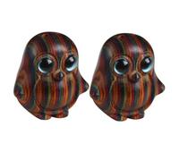 Didiseaon 2pcs Wooden Carving Penguin Statues with Blue Eyes Handmade Rainbow Wood Pendants for Keychain Bag Desktop Decoration Lightweight and Detailed Craft Ornaments