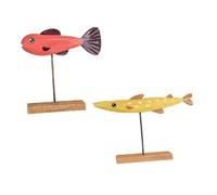 Didiseaon 2Pcs Wooden Fish Adornment Decor Vibrant Red Yellow Fish Models for Desk Party Decoration Unique Craft for Imagination Development