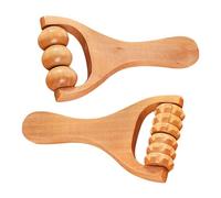 Didiseaon 2pcs Wooden Manual Massage Roller for Muscle Tension Release and Tight Muscle Relief, Portable Handheld Back and Foot Massager in Khaki for Relaxation and Therapy