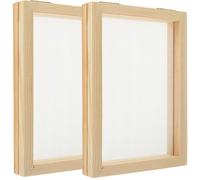 Didiseaon 2pcs Wooden Paper Making Screen Frame DIY Handmade Paper Craft Kit Wood Mold Deckle for Creative Recycled Art