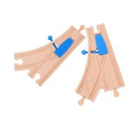 Didiseaon 2pcs Wooden Train Track Switch Set with Curved Sections Compatible with Major Brands Expansion Pack for Interactive Layouts Safe Wood Construction for Cognitive Skill Development