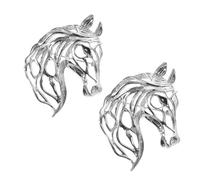 Didiseaon 2pcs Year the Horse Brooch Pin Set in Silver Alloy with Hollow Horse Head Design, Sturdy and Lasting Luster, Dress Accessories Jewelry for 2026 New Year and Equestrian