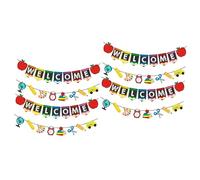 Didiseaon 2sets Welcome Banner Classroom Decorations for First Day of School Bright Supplies Printing Welcome Sign 4pcs*2