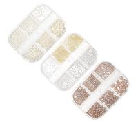 Didiseaon 3 Boxes Pearl Shape Nail Studs Nail Art Decorations Accessories for Plastic Material with Assorted Color and Decorative Effect for Special Occasions and DIY Assorted style