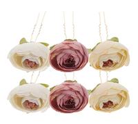 Didiseaon 3 Pairs Silk Cloth Flower Hair Pins U Shaped Hair Clips Delicate Elegant Chic for Women for Banquet and Birthday