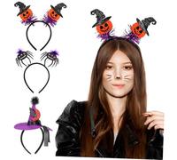 Didiseaon 3 Pcs Halloween Headbands Cute Bat Witch Hat and Pumpkin Designs Comfortable Hair Accessories for Adults for Halloween Parties Costumes