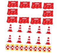Didiseaon 30pcs Mini Plastic Traffic Cones and Roadblock Signs Playset for Lightweight Educational Street Signs Realistic Road Scenario Simulation Eye-catching Colors for Early Childhood