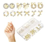 Didiseaon 30Pcs Nail Art Charms with Storage Box Versatile Manicure Decorations for DIY Nail Salon Portable Multi-use Manicure Decors Including Stars Hearts and Gems
