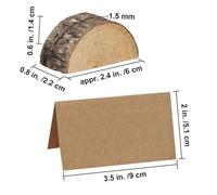 Didiseaon 30pcs Rustic Wood Photo Holders Tree Stump Shape with Kraft Paper Cards Memo Organizer Place Card Stands for Wedding Banquet Party Table Display Reusable Natural Bark Table Decor