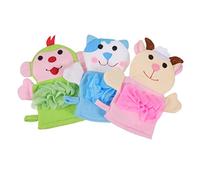 Didiseaon 3pcs Baby Bath Mitts Wash Gloves with Pe Mesh and Sponge Material, Adorable Cartoon Design for Boys and Girls, Rich Foaming Exfoliating Shower Gloves to Relieve Fatigue