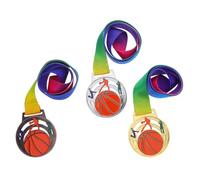 Didiseaon 3pcs Basketball Award Medals Set Gold Silver Bronze Zinc Alloy Metal Medals with Neck Ribbon School Sports Day for Basketball Competitions