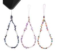 Didiseaon 3pcs Beaded Phone Chains with Natural Stone Pearls Mobile Phone Wrist Lanyards in Light Purple Blue and Mixed Colors Anti-lost Hanging Straps Suitable for Smartphones Random Color