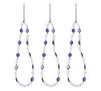 Didiseaon 3pcs Beaded Phone Charm Lanyard Eye Decorations Cute Wrist Strap for Mobile Sparkling Bead Phone Pendant