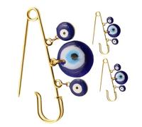 Didiseaon 3pcs Blue Evil Eye Brooch Pin Turkish Style Decorative Scarf Collar Pins for Women Jackets Bags Hats Festival Accessory