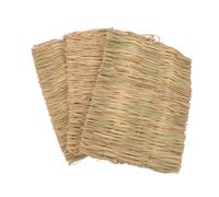 Didiseaon 3pcs Bunny Grass Mat Chewing Bed Mats for Rabbits Guinea Pigs Hamsters Natural Woven Straw Cage Liners Reusable Animal Foraging Playmats