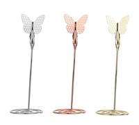 Didiseaon 3pcs Butterfly Shape Tabletop Note Clamps Metal Memo Holders with Iron Material for Holding Name Cards and Table Numbers Suitable for Anniversaries Party