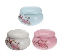 Didiseaon 3PCS Ceramic Peach Blossom Storage Jars with Practical Lids Porcelain Canisters for Tea Leaves Powder Food Grade Safe with Elegant Home Decoration