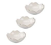 Didiseaon 3pcs Cherry Blossom Ceramic Sauce Bowls, Small Ceramic Dish for Soy, Sugar and Oil, White Decorative Seasoning Bowls for Tableware