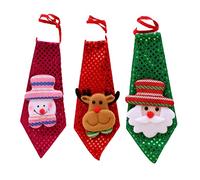 Didiseaon 3pcs Christmas Luminous Necktie Sequin Tie Christmas Tree Hanging Decoration Small for Boys and Girls Santa Snowman Deer Party Accessory Decorations for Tree Holiday Accessories