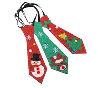 Didiseaon 3pcs Christmas Neckties Glitter Felt Festive Novelty Ties for Parties Home Decor Cosplay Christmas Tree Snowman Reindeer