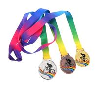 Didiseaon 3pcs Cycling Award Medals Set with Neck Ribbons Lightweight Zinc Alloy Prize Medals for Bike Race Competition First Second Outdoor Sports Event