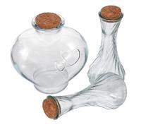 Didiseaon 3pcs Decorative Glass Sand Ceremony Bottles with Cork Stoppers, Including 2 Small Slant Neck Bottles and 1 Large Heart-shaped Vial, Wedding Unity Sand Set for Bridal Shower