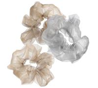 Didiseaon 3pcs Elastic Hair Scrunchies for Women Comfortable Tulle Hair Bands with Good Elasticity Coffee Colour Vintage Sheer Glitter for Everyday Use