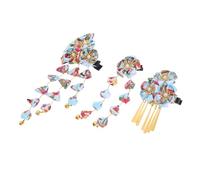 Didiseaon 3pcs Elegant Japanese Flower Hair Clips with Tassel Detail Lightweight Traditional Hairpins for Kimono Hanfu Costume for Women and Cultural Expression Accessory
