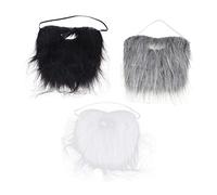 Didiseaon 3Pcs Fake Beard Comfortable and Cloth Halloween Cosplay Accessories for Unique Costumes Includes Black White and Grey Beards for Parties and Events