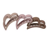 Didiseaon 3pcs Heart Claw Clips Large Non-slip Hair Jaw Clips Soft Touch Heart-shaped Hair Clamps in Dune Pink Khaki and Deep Coffee for Women and Girls