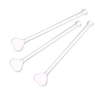 Didiseaon 3pcs Heart Shaped Glass Stir Sticks Reusable Cocktail Mixing Rods for Coffee Iced Drinks and Parties Temperature Safe Elegant Design for Home and Use