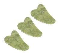 Didiseaon 3pcs Jade Gua Sha Face Stone Massager Heart-shaped Thickened Green Jade Scraping Boards for Facial Massage Puffiness Reduction Skin Texture Improvement and Radiant Complexion Spa