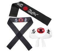 Didiseaon 3pcs Japanese Ninja Karate Headbands Samurai Hat Sushi Chef Bandana Black White Mythical Dragon Design Comfortable for Kitchen Sports Cosplay Costume Parties