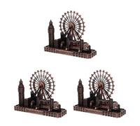 Didiseaon 3pcs London Bridge Metal Figurine, European Style Souvenir Decor | Classic Metallic Finish, Elegant Keepsake Accent for Shelves, Bookshelves, Office Spaces and Entryway Consoles