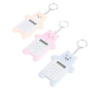 Didiseaon 3pcs Mini Bear Shape Electronic Calculator Keychain Set, Portable Plastic Button Calculator Pendant for Students, Cute Bag Accessory for Basic Arithmetic and Exam Use Random Color