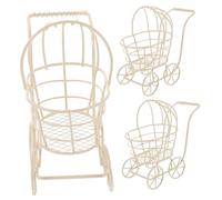 Didiseaon 3pcs Mini Metal Wire Trolley Dollhouse Stroller Functional Storage Carriage Ornaments for Dollhouse Decor Pram Accessories for Imaginative Role Play and Bonding