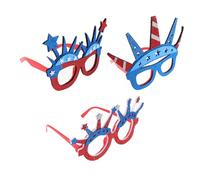 Didiseaon 3Pcs Patriotic Fourth of July Glasses Lightweight Reusable Independence Day Eyewear with Red White Blue Stars Crowns for Adults Usa Celebration Party Accessories