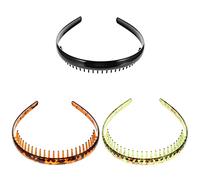 Didiseaon 3pcs Plastic Comb Headbands for Women with Teeth, Simple Designed and Fashion Hairbands to Fix Hair Tightly, Elegant Hair Accessories for Daily and Sports Use
