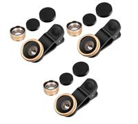 Didiseaon 3pcs Portable Smartphone Camera Lens Super Wide Angle Macro Fisheye Clip Lens Golden Easy Installation Design